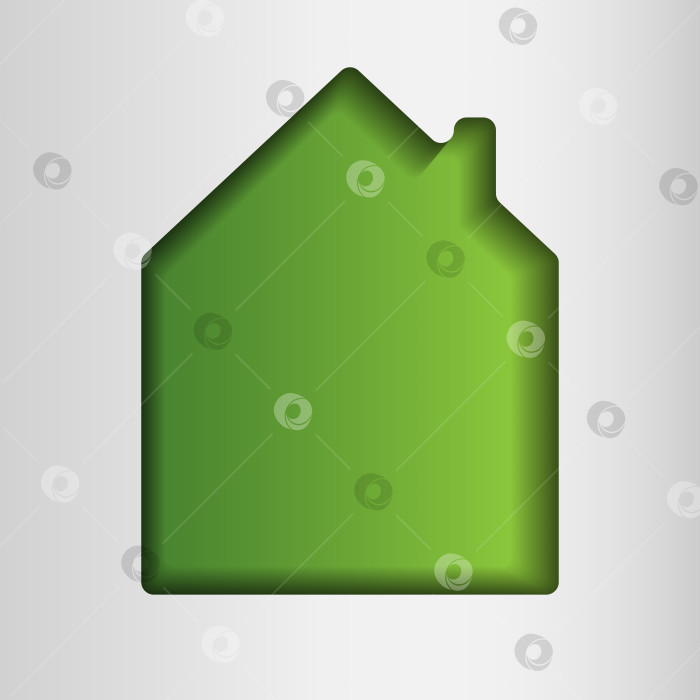 Скачать Простой логотип жилого дома, дом в стиле ар-нуво, дом, концепция зеленого эко-дома, векторная иллюстрация в стиле вырезки из бумаги фотосток Ozero