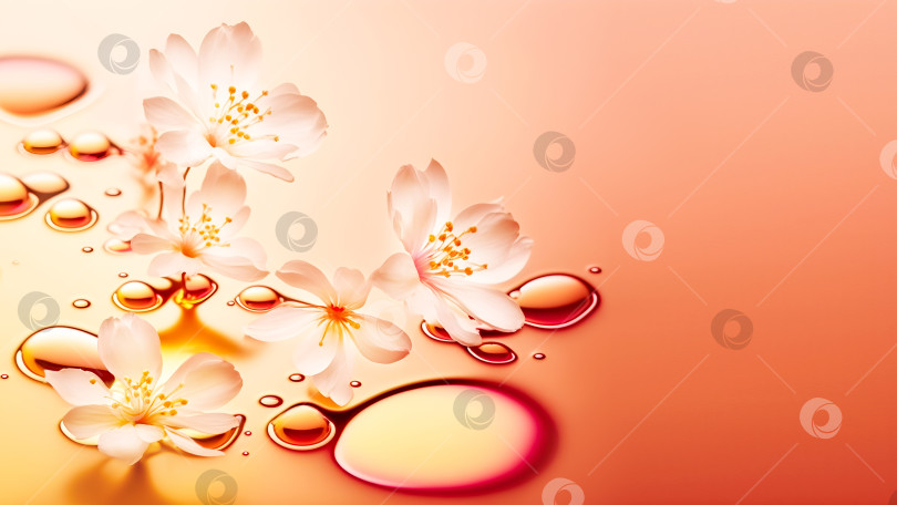 Скачать Цветы вишни на поверхности футуристического фона смута фотосток Ozero