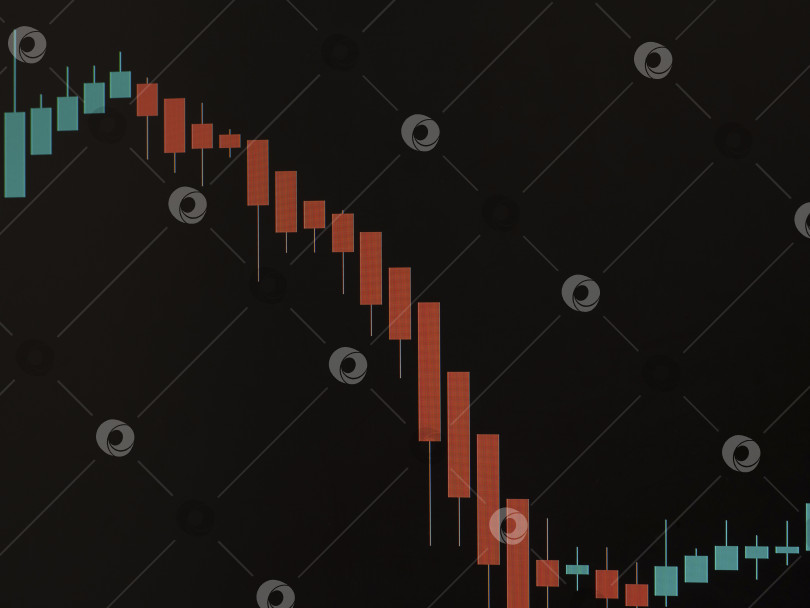 Скачать Крупный план графика фондового рынка на черном фоне. Склад  фотосток Ozero