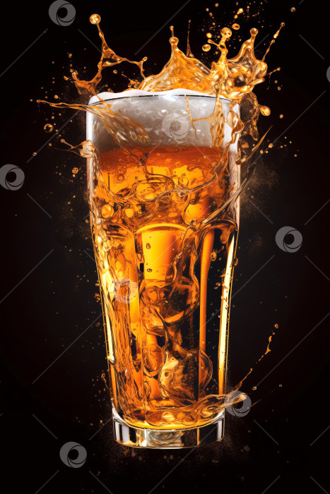 Скачать Пиво со льдом, холодный напиток в высоком бокале фотосток Ozero