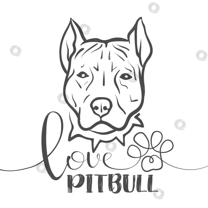 Скачать Love pitbull - черно-белый векторный логотип фотосток Ozero