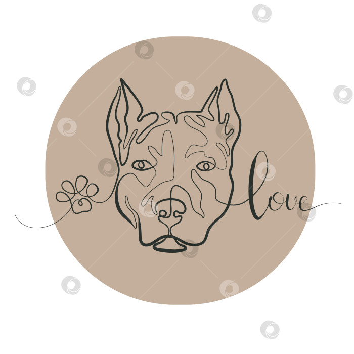 Скачать Love pitbull - черно-белый векторный логотип фотосток Ozero