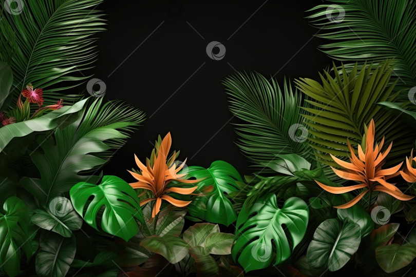 Скачать Летний тропический дизайн джунглей на естественном фоне фотосток Ozero