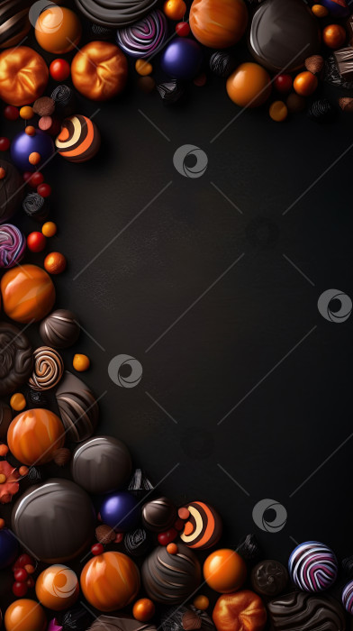 Скачать Хэллоуин сладкие красочные конфеты на темном фоне фотосток Ozero
