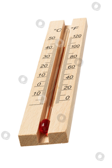 Скачать Высокая температура, сорок два градуса по Цельсию на деревянном термосе фотосток Ozero