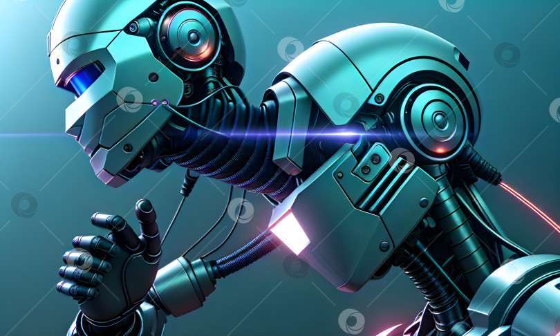 Скачать Фантастическое существо, робот-андроид из будущего, созданное  фотосток Ozero