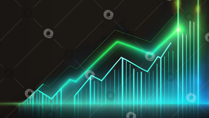 Скачать Неоновый фон фондового рынка с градиентами и пространством для копирования фотосток Ozero