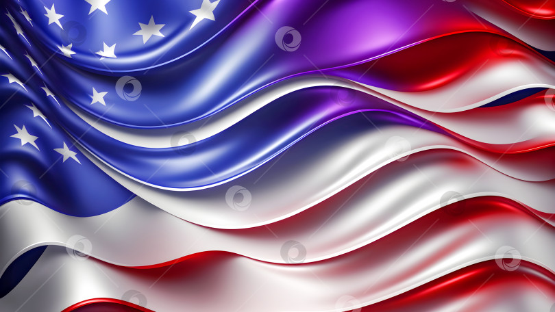 Скачать Американский фон с жидкими яркими цветами флага США градиентной волной фотосток Ozero