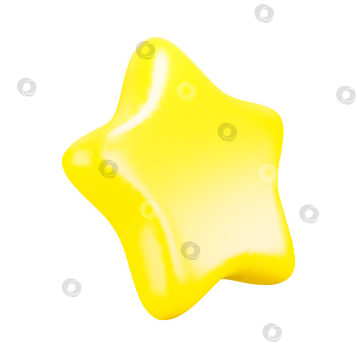 Скачать Симпатичная мультяшная звезда, вид сбоку. Желтая 3D-звезда, выделенная на белом фоне. Векторная иллюстрация 3D-рендера. фотосток Ozero