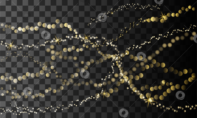 Скачать Золотое боке и звезды, блестки, мерцание на прозрачном фоне, праздничный блестящий фон, обои, на Рождество и Новый год, векторная иллюстрация в формате eps10 фотосток Ozero
