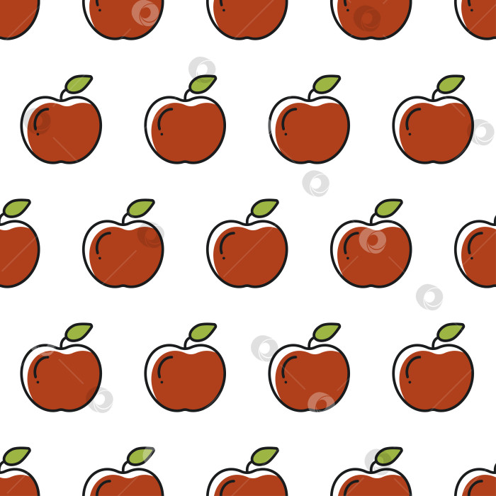 Скачать Бесшовный узор в виде яблока. Красочное яблоко в современном стиле на белом фоне. фотосток Ozero
