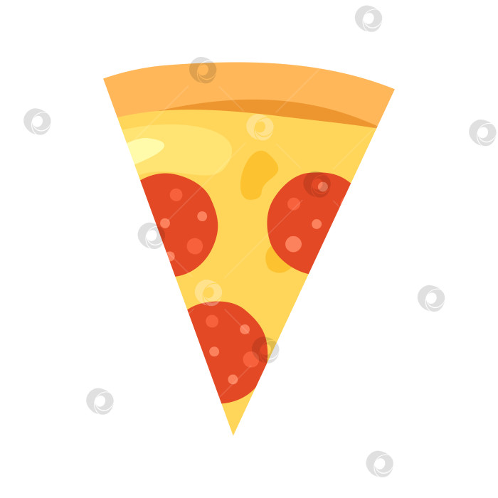 Скачать Значок ломтика пиццы с острым соусом пепперони. Современная плоская векторная иллюстрация пиццы фотосток Ozero