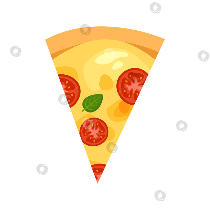 Скачать Значок ломтика пиццы "Маргарита". Современная плоская векторная иллюстрация пиццы фотосток Ozero