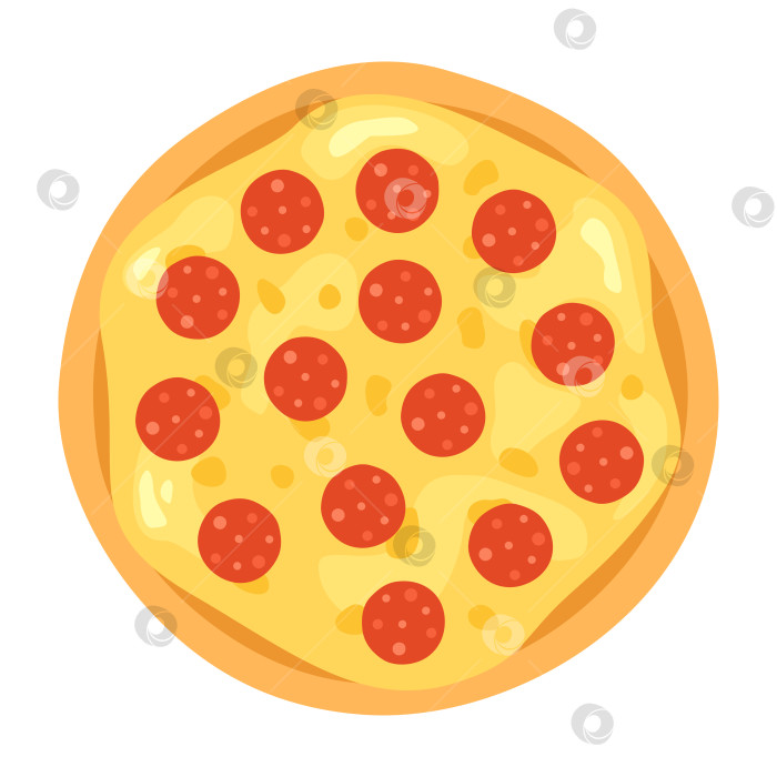Скачать Значок острой пиццы с пепперони. Современная иллюстрация пиццы с пепперони целиком фотосток Ozero