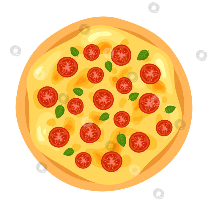 Скачать Векторная иллюстрация значка пиццы Маргарита. Векторная плоская современная иллюстрация целой пиццы фотосток Ozero