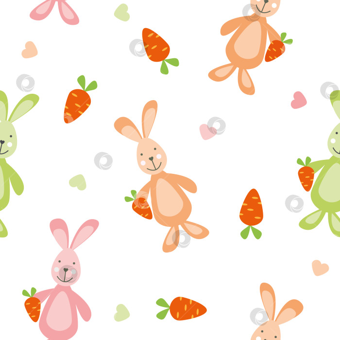 Скачать Векторный узор с кроликами и морковью фотосток Ozero