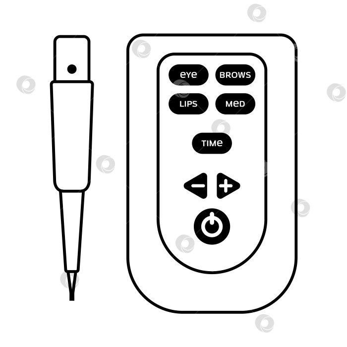 Скачать Значок машины для перманентного макияжа. Контурная татуировочная машинка с ручкой для татуировки на белом фоне. фотосток Ozero