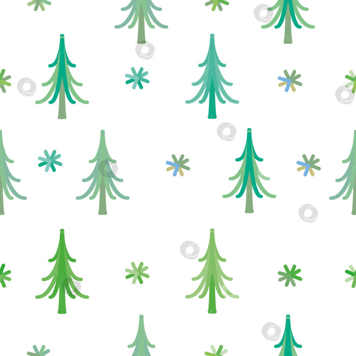 Скачать Векторный бесшовный узор рождественской елки и снежинки фотосток Ozero