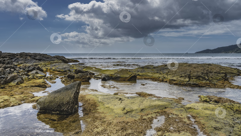 Скачать Морское дно обнажается во время отлива. фотосток Ozero