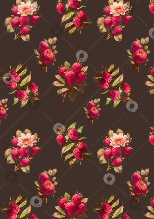 Скачать Бесшовный паттерн с клубниками. Seamless pattern with strawberries. фотосток Ozero