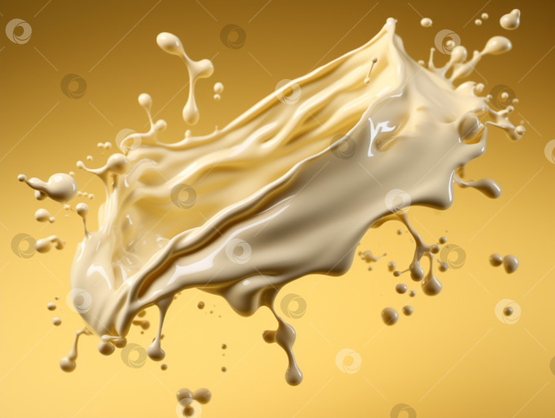 Скачать Крупным планом реалистичный всплеск миндального молока, выделенный на желтом фоне. Золотистое молоко или лунное молоко с брызгами и каплями на цветном фоне. Молоко с куркумой, антиоксидантный напиток, повышающий иммунитет фотосток Ozero