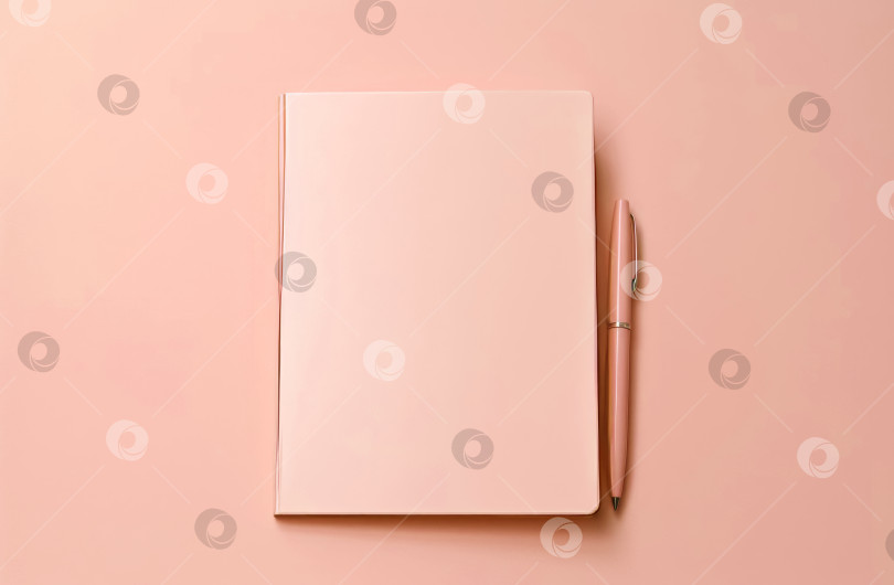 Скачать Блокнот с чистыми страницами и ручкой на розовом фоне. фотосток Ozero