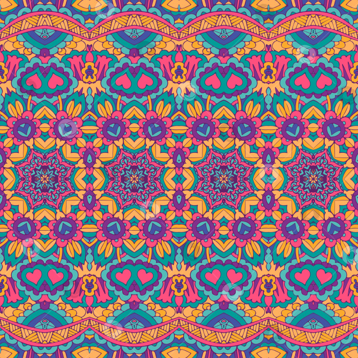 Скачать Геометрические каракули красочный абстрактный декоративный векторный бесшовный орнаментальный узор фотосток Ozero