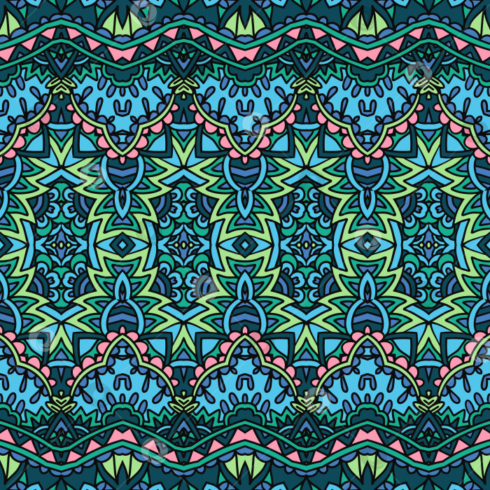 Скачать Сине-зеленая декоративная ткань пэчворк векторные бесшовные обои с рисунком фотосток Ozero