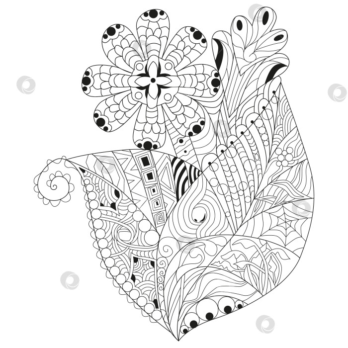 Скачать Стилизованный под зентангл цветок. Векторная иллюстрация кружева, нарисованная от руки фотосток Ozero
