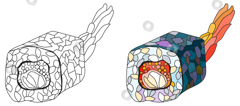 Скачать Суши "Зентангл". Нарисованная от руки декоративная векторная иллюстрация для раскрашивания фотосток Ozero