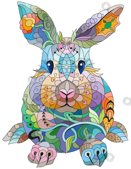 Скачать Весенняя раскраска кролика для украшения фотосток Ozero