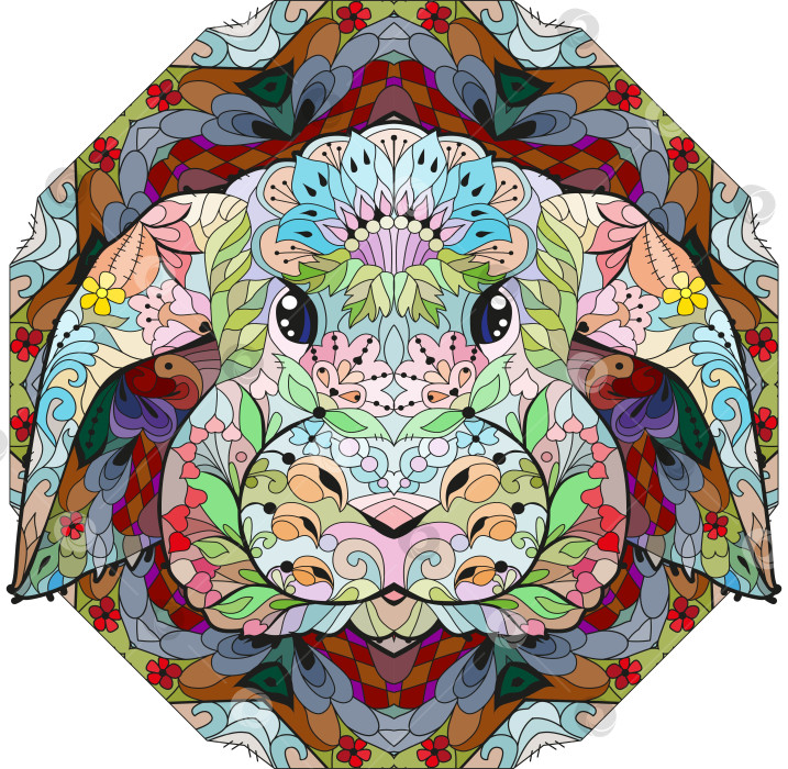 Скачать Голова кролика в виде зентангла с мандалой. Нарисованная от руки декоративная векторная иллюстрация фотосток Ozero