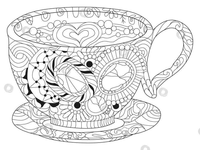 Скачать Векторная кофейная или чайная чашка с абстрактными орнаментами. фотосток Ozero
