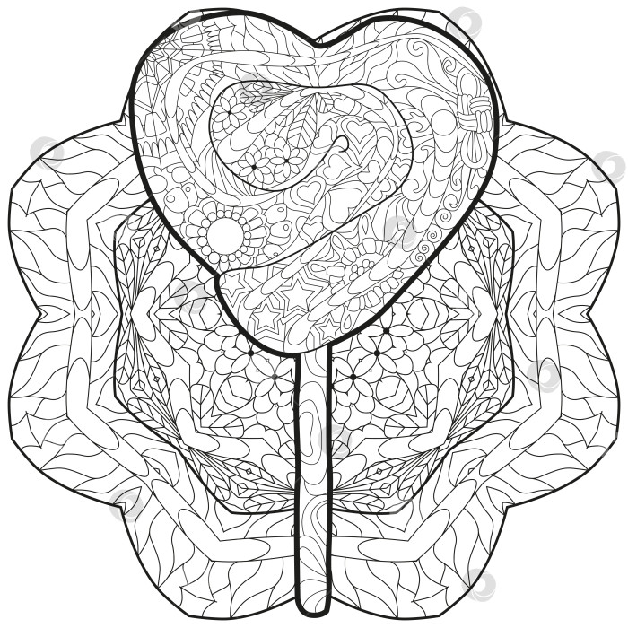 Скачать Векторный леденец на палочке с абстрактными орнаментами для украшения на круглой подложке с рисунком для раскрашивания. фотосток Ozero