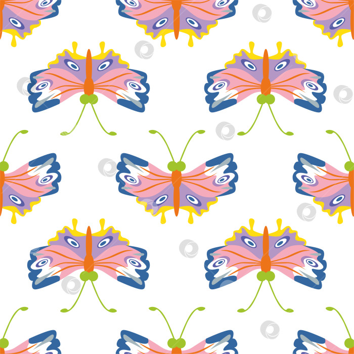 Скачать Бесшовный модный узор в виде бабочки на белом фоне. Векторная иллюстрация фотосток Ozero
