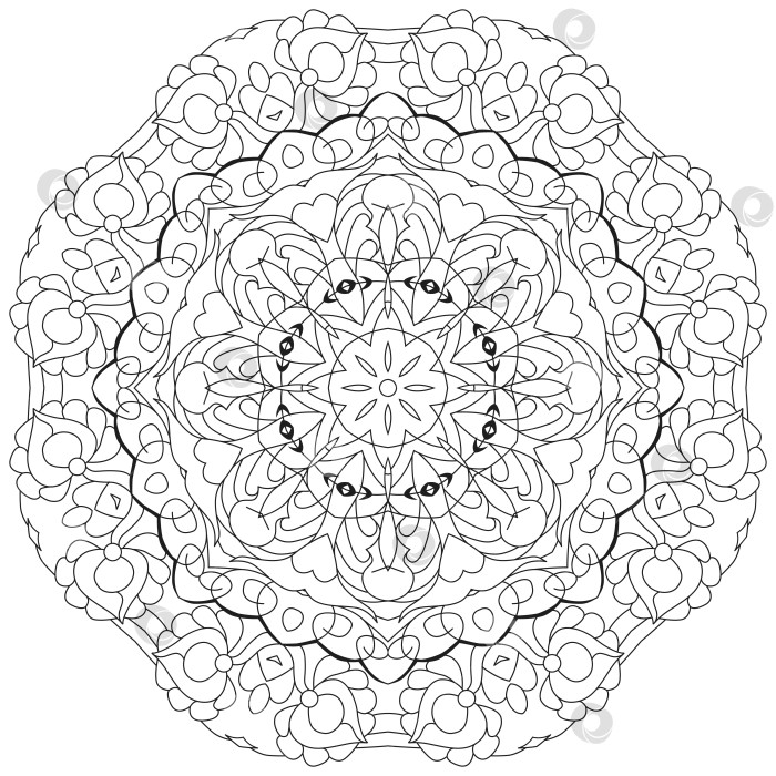 Скачать Нарисованный от руки круговой орнамент в виде зентангла для раскраски. фотосток Ozero