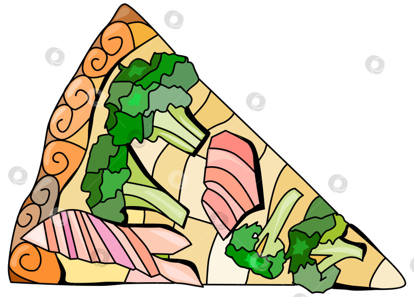 Скачать Кусочек пиццы, декоративная векторная иллюстрация в виде зентангла фотосток Ozero