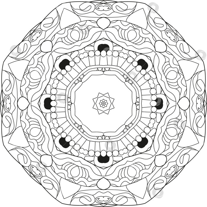Скачать Нарисованный от руки круговой орнамент в виде зентангла для раскраски. фотосток Ozero