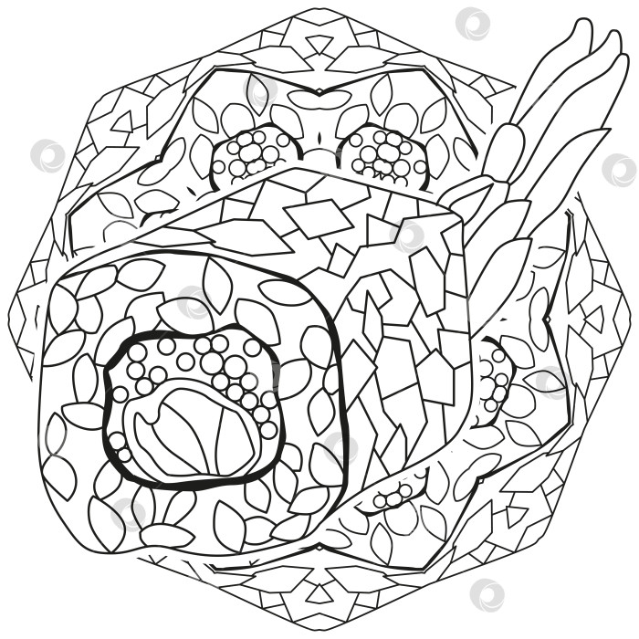 Скачать Суши в форме зентангла с мандалой. Нарисованная от руки декоративная векторная иллюстрация для раскрашивания фотосток Ozero