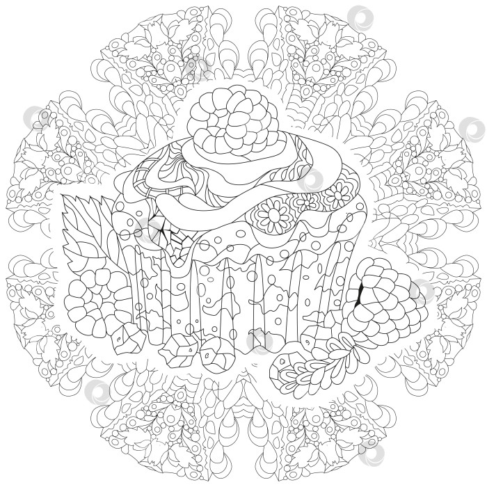 Скачать Декоративный узор для кексов на круглой подложке с рисунком фотосток Ozero