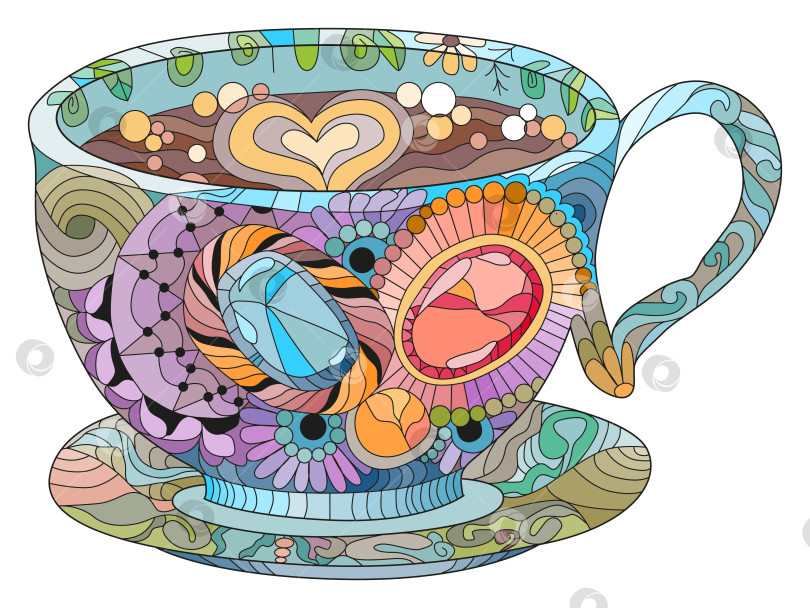 Скачать Векторная кофейная или чайная чашка с абстрактными орнаментами. фотосток Ozero