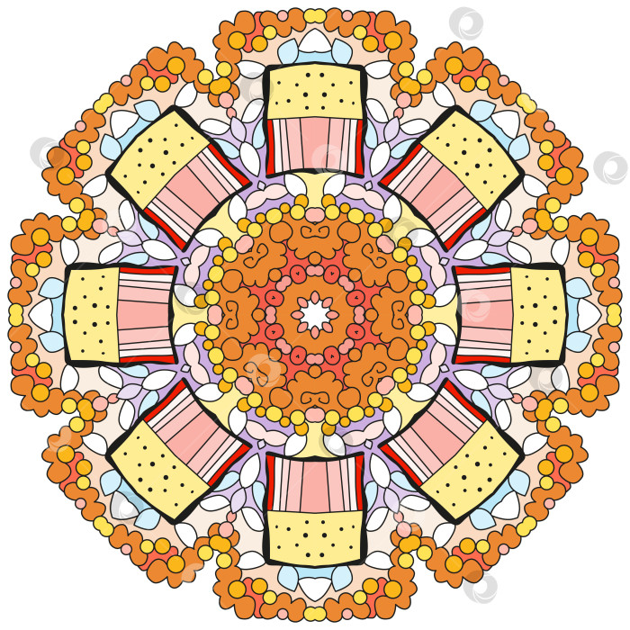 Скачать Красочные милые мандалы. Декоративные необычные круглые орнаменты. фотосток Ozero