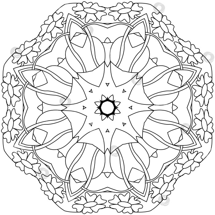 Скачать Нарисованный от руки круговой орнамент в виде зентангла для раскраски. фотосток Ozero