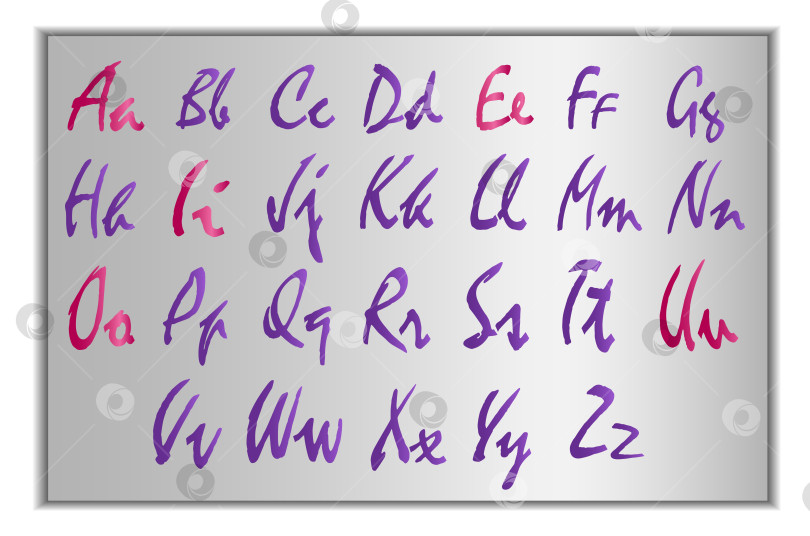 Скачать Стилизованный алфавит на серебряном фоне, заглавные и строчные буквы, гласные и согласные фотосток Ozero