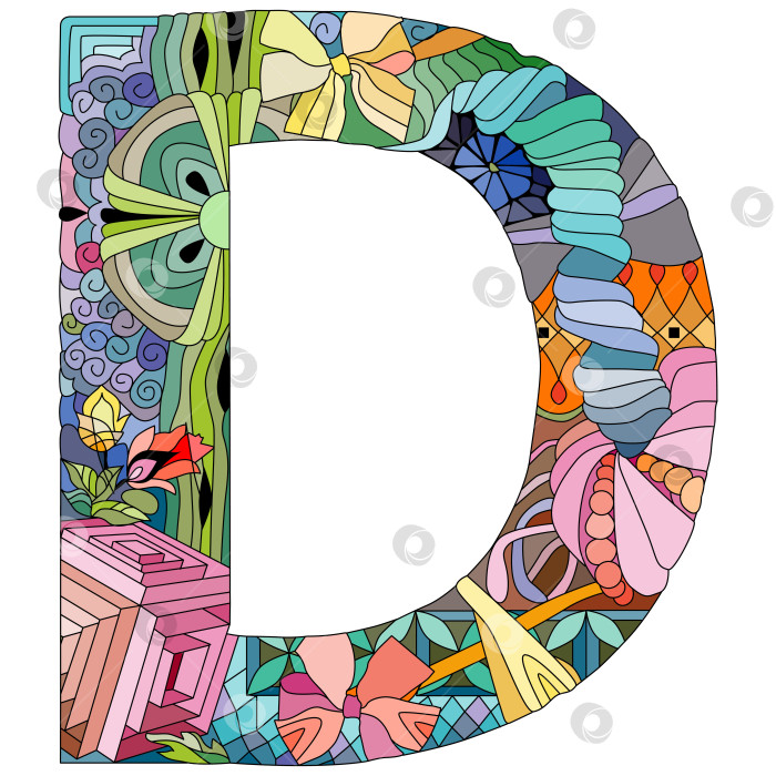 Скачать Монограмма в виде буквы D, гравировальный дизайн. Векторная иллюстрация. фотосток Ozero