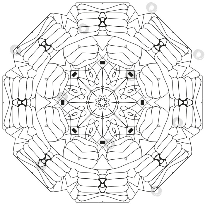 Скачать Нарисованный от руки круговой орнамент в виде зентангла для раскраски. фотосток Ozero