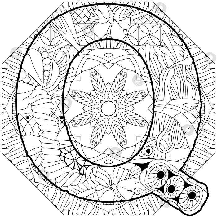 Скачать Монограмма в виде буквы Q, гравировка на мандале для раскрашивания. Векторная иллюстрация. фотосток Ozero