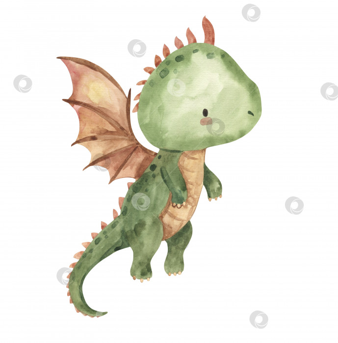 Скачать Акварельная иллюстрация дракона для детей фотосток Ozero