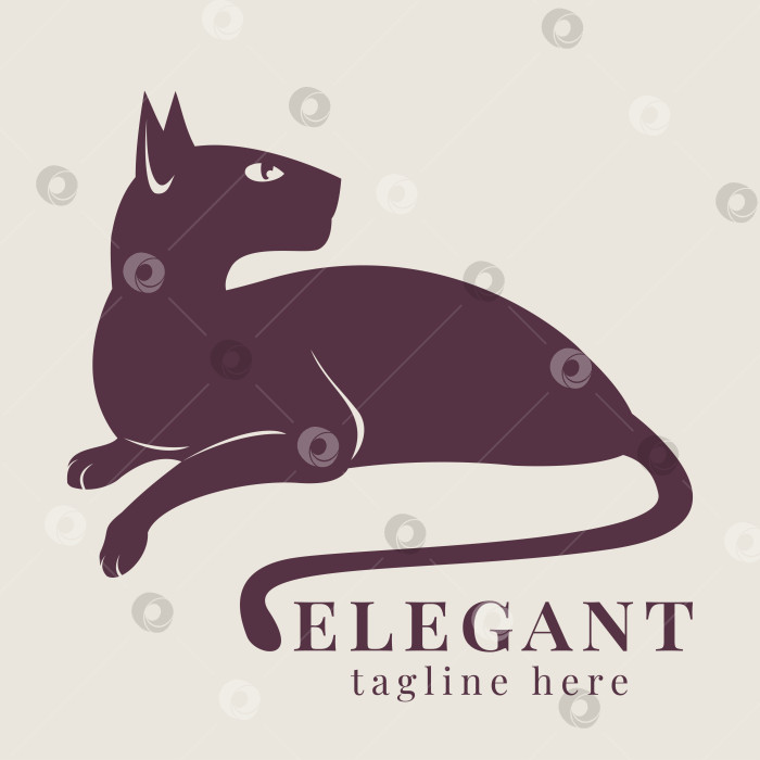 Скачать Элегантный логотип cat. Силуэт лежащего кота фотосток Ozero