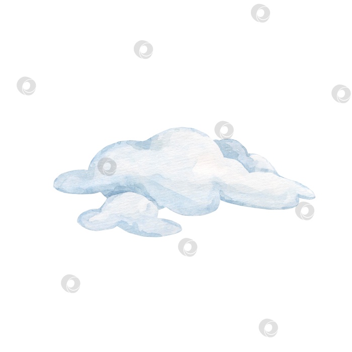 Скачать Акварельное нежное облако на изолированном фоне. Детская милая иллюстрация для декора и дизайна наклеек, открыток, фонов, обоев для рабочего стола. фотосток Ozero